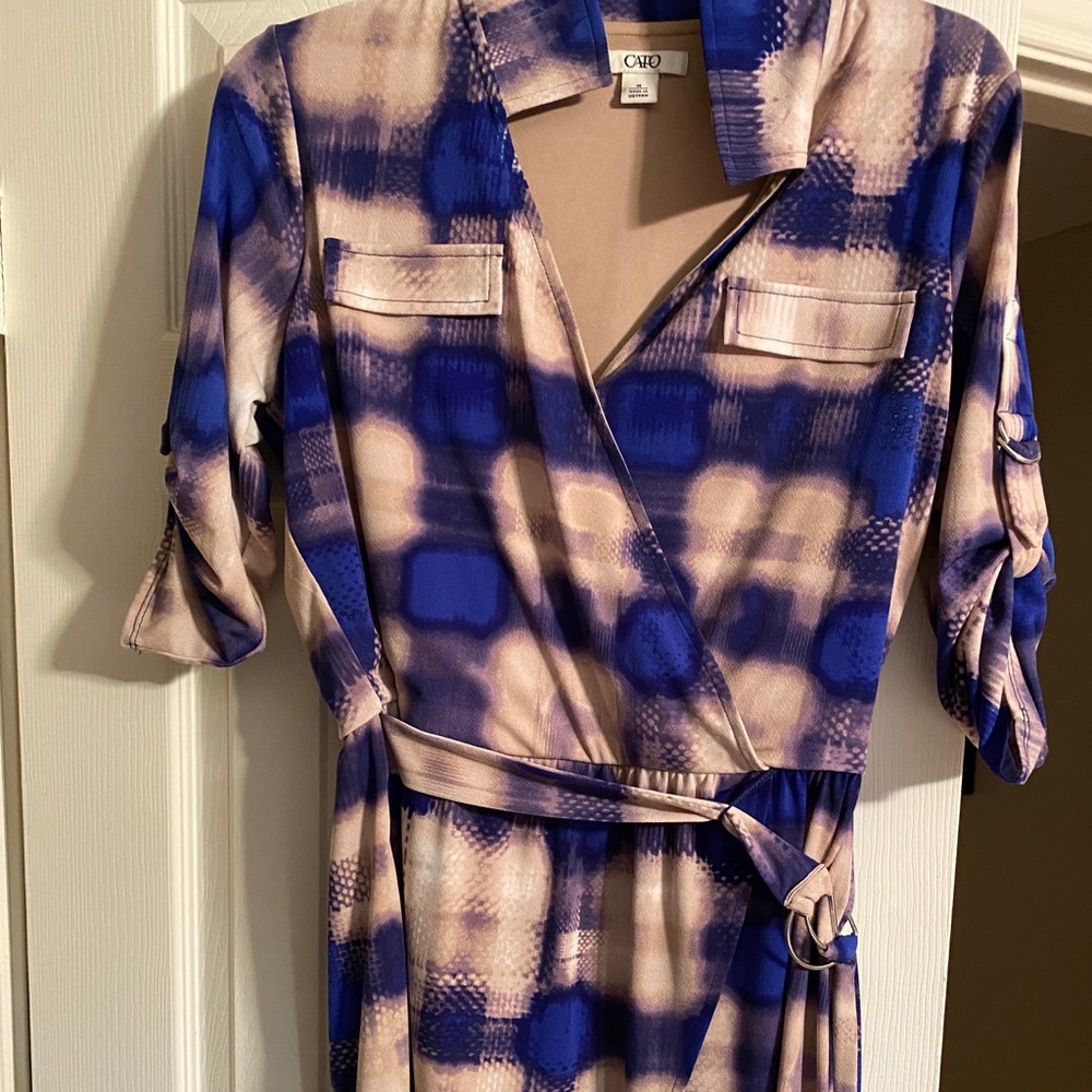 Blue and tan dress
